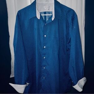 Van Heusen | Button-Down | Contrast Collar & Cuffs | Men’s 17 / 34-35 | Blue